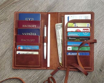 Family passport holder/Leather travel wallet/ 4 passport holder/travel wallet/passport holder/family travel wallet/leather passport holder