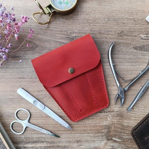 Estuche de cuero para herramientas de manicura, Estuche para cortaúñas, Estuche para cortaúñas, Bolsa para herramientas de manicura, Estuche para set de manicura, presente