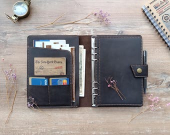 Personalized Leather 6-Ring binder Planner A5, Leather Refillable Planner Binder, Organizer Planner, Travel Notebook, planner notebook
