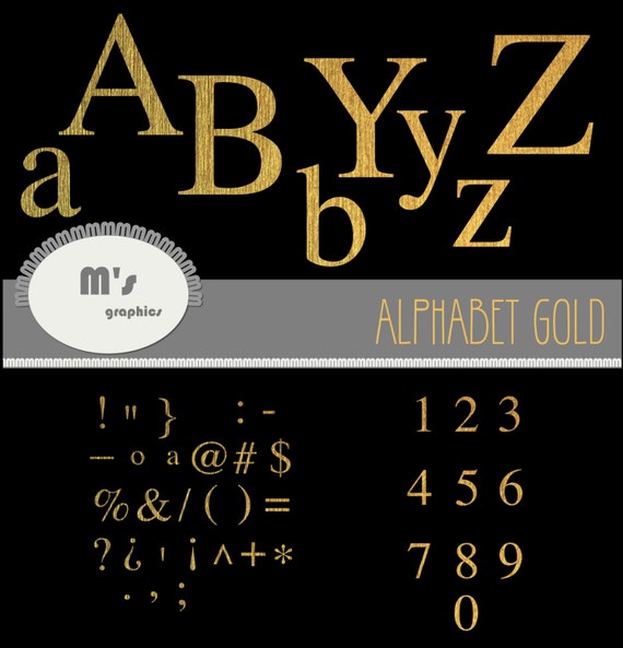 Digital Alphabet Clip Art Letters In Gold With Transparent Etsy