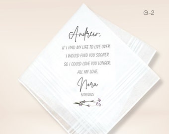 Handkerchief for Husband - Wedding Gift for Groom from Bride- Wedding Handkerchief for Groom from Bride-Groom Handkerchief from Wife