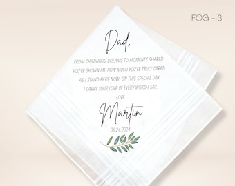 Personalized Father of Groom Handkerchief - Wedding Gift from Son