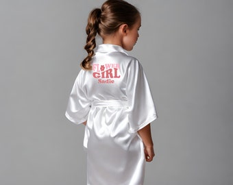 Flower Girl Robe - Flower Girl Robes - Satin Flower Girl Robe - Flower Girl Wedding Gift - Silk Robe - Personalized Satin Robe -Bridal Party