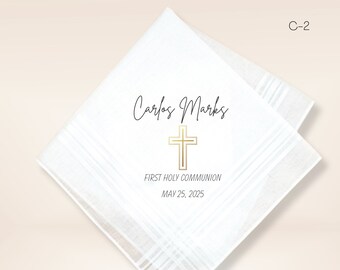 Personalized First Communion Handkerchief – Keepsake Cotton Gift