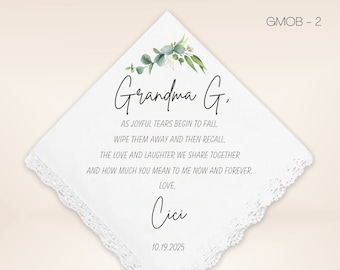 Grandmother of Bride Handkerchief from the Bride - Wedding Gift for Grandma- Wedding Handkerchief from Granddaughter - Gift for Grandma