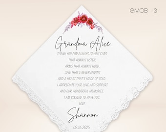 Grandma Handkerchief from the Bride - Wedding Gift for Grandmother - Wedding Handkerchief from Granddaughter - Gift for Grandma