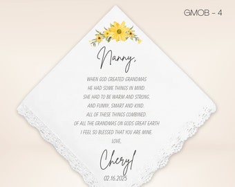 Personalized Grandma Handkerchief – Floral Wedding Gift