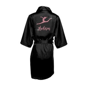 Dance Robe - Dance Party Favor - Satin Robe for Kids - Leaping Dancer Robe - Silk Robe - Personalized Satin Robe - Dance Competition Robe