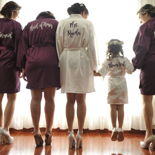 Purple Monogrammed Bridesmaid Robes Bridal Party Etsy