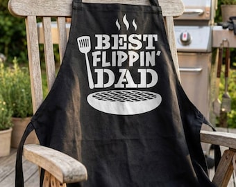 Custom Dad Grill Apron | Funny BBQ Apron for Men | Best Flippin' Dad Gift