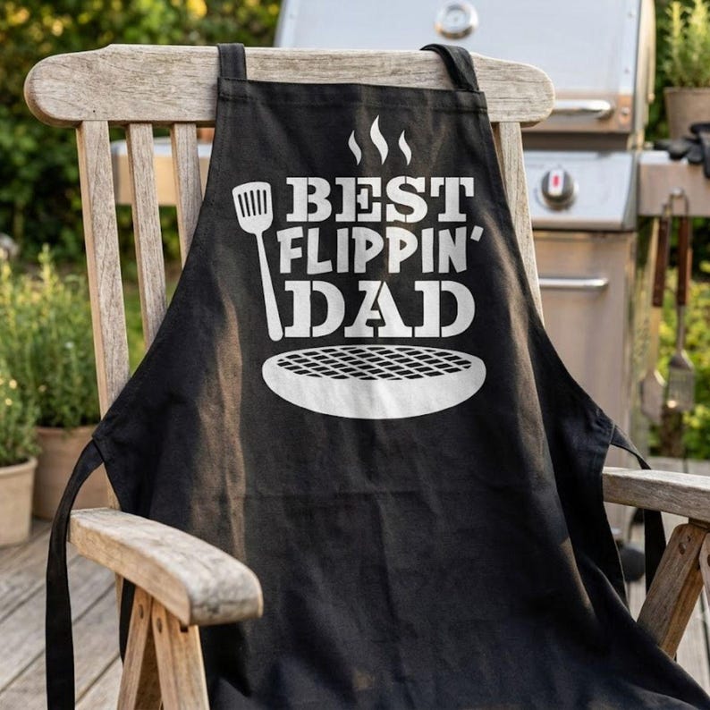 Custom Dad Grill Apron | Funny BBQ Apron for Men | Best Flippin' Dad Gift image 2