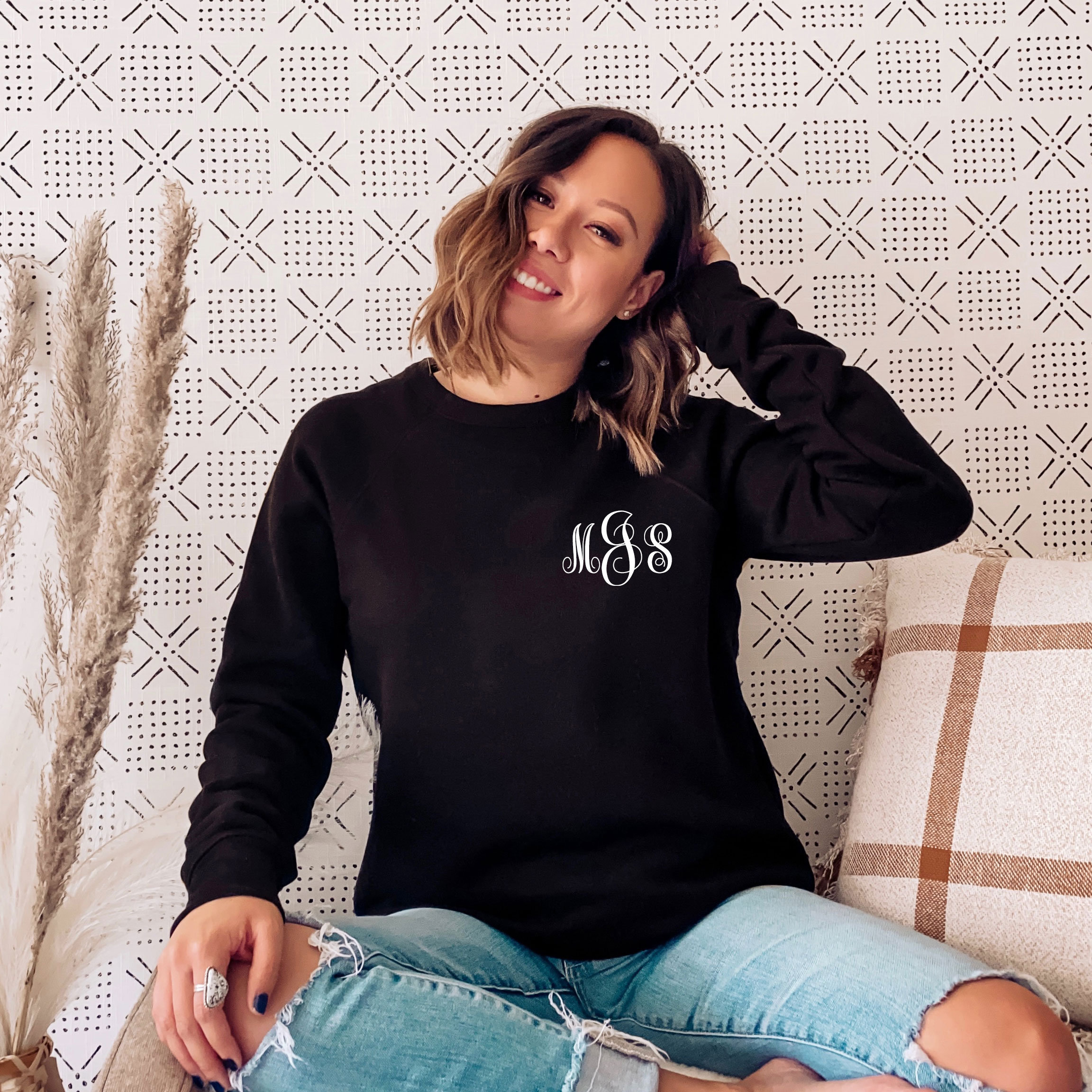 Embroidered Sweatshirt for Women Monogram Embroidered 