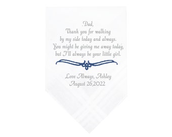 Father Of The Bride Handkerchief - Father of Bride Gift - Father Handkerchief - Custom Handkerchief - Dad Hankerchief