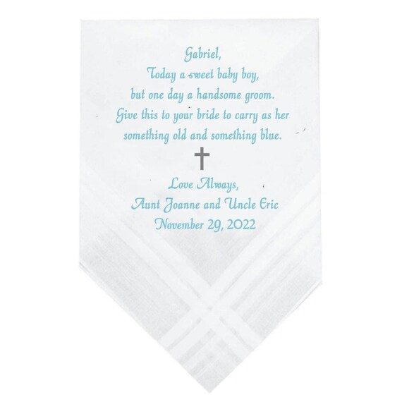 Boys Baptism Handkerchief Baptism Gift Baptism Etsy