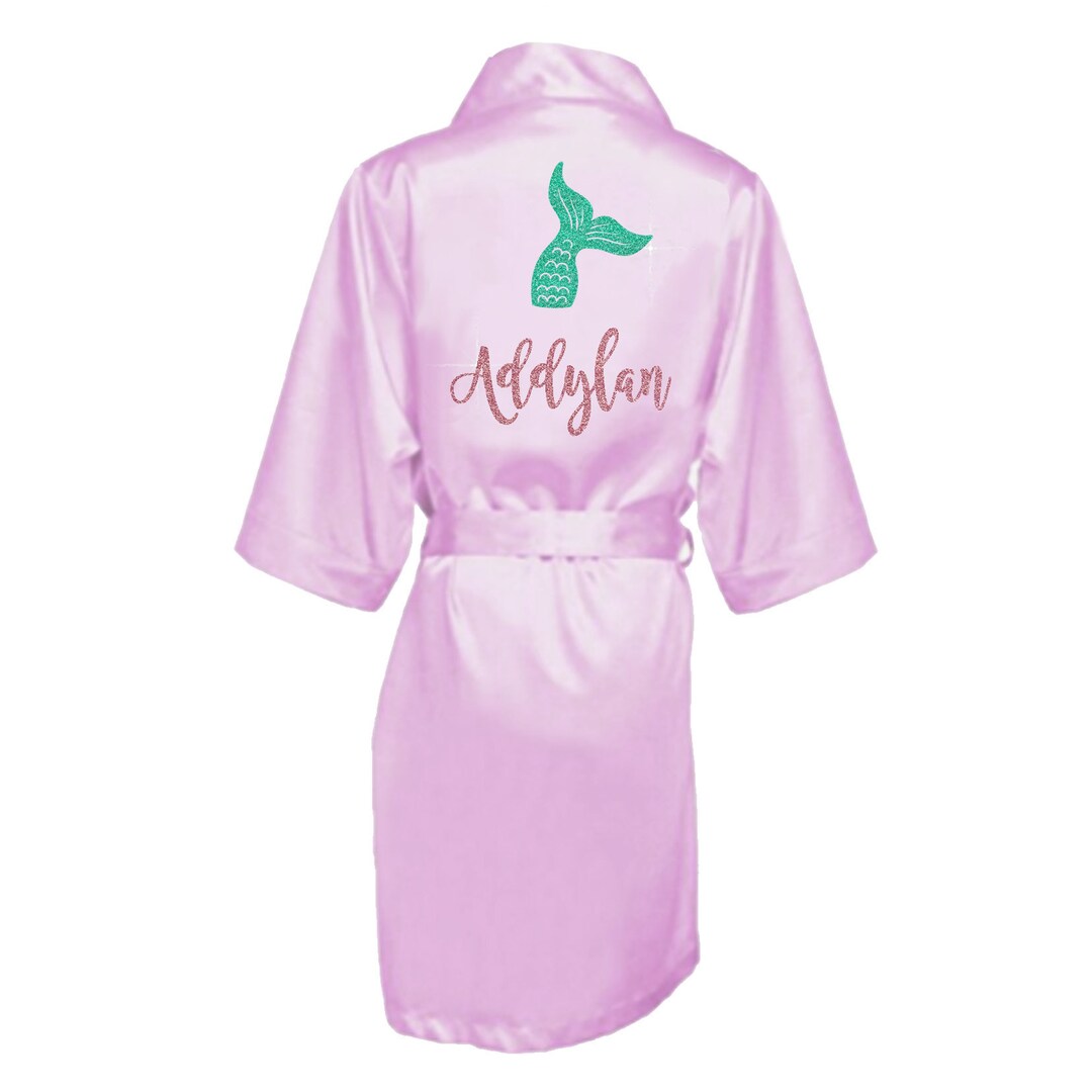 Mermaid Robe Mermaid Birthday Party Favor Satin Robe for Kids Mermaid