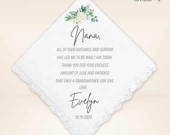 Grandmother of the Bride Handkerchief from the Bride - Wedding Gift for Grandma- Wedding Handkerchief from GrandDaughter - Gift for D