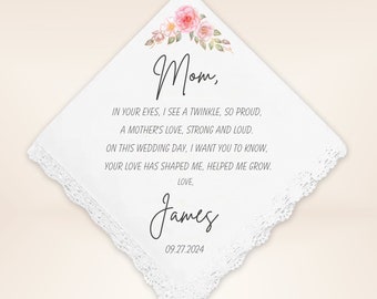 Mother of the Groom Handkerchief from the Groom  - Wedding Gift for Mom - Wedding Handkerchief from Son- Mother of the Groom Handkerchief