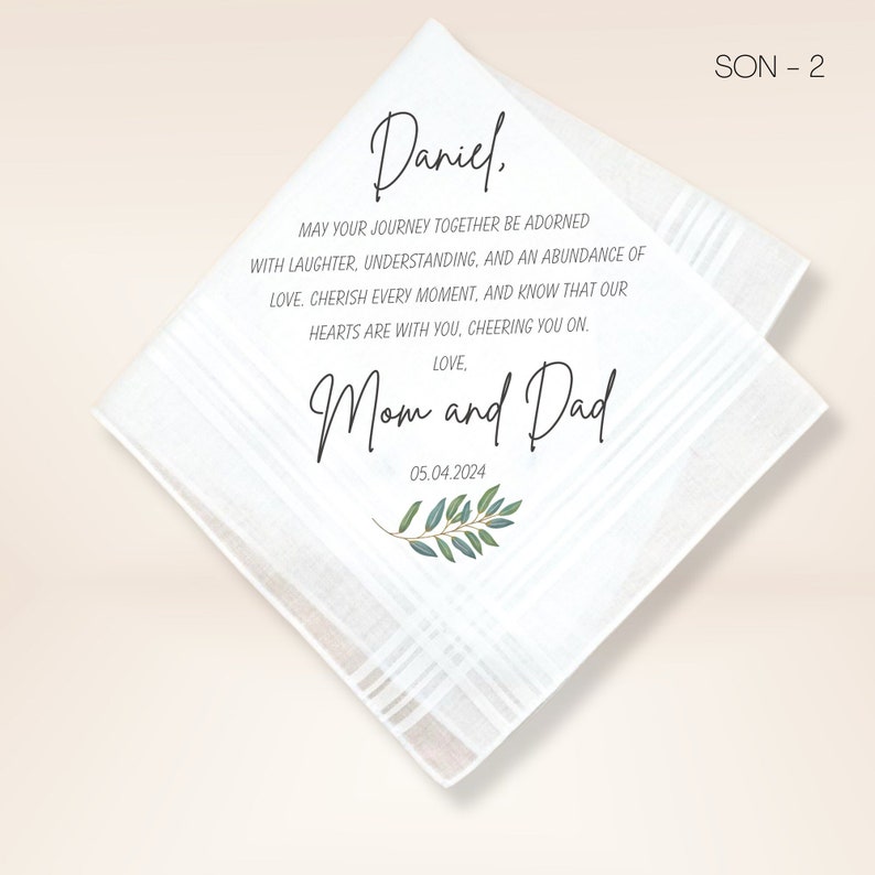 Bruidegom bruiloft zakdoek van ouders-huwelijkscadeau voor bruidegom-bruiloft zakdoek voor bruidegom van ouders-bruidegom zakdoek-SON SON - 2