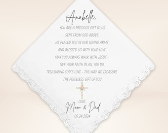 First Communion Gift for her - First Communion Handkerchief - Personalized Handkerchief - Communion Gift - Gift for First Communion