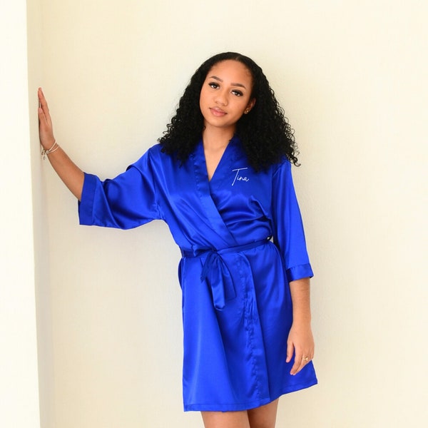 Royal Blue Bridesmaid Robes - Silk Bridesmaid Robe - Royal Blue Satin Robes - Bridal Party Robes - Bridesmaid Wedding Gift - Robe - Blue