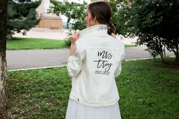 Custom white denim jacket sale
