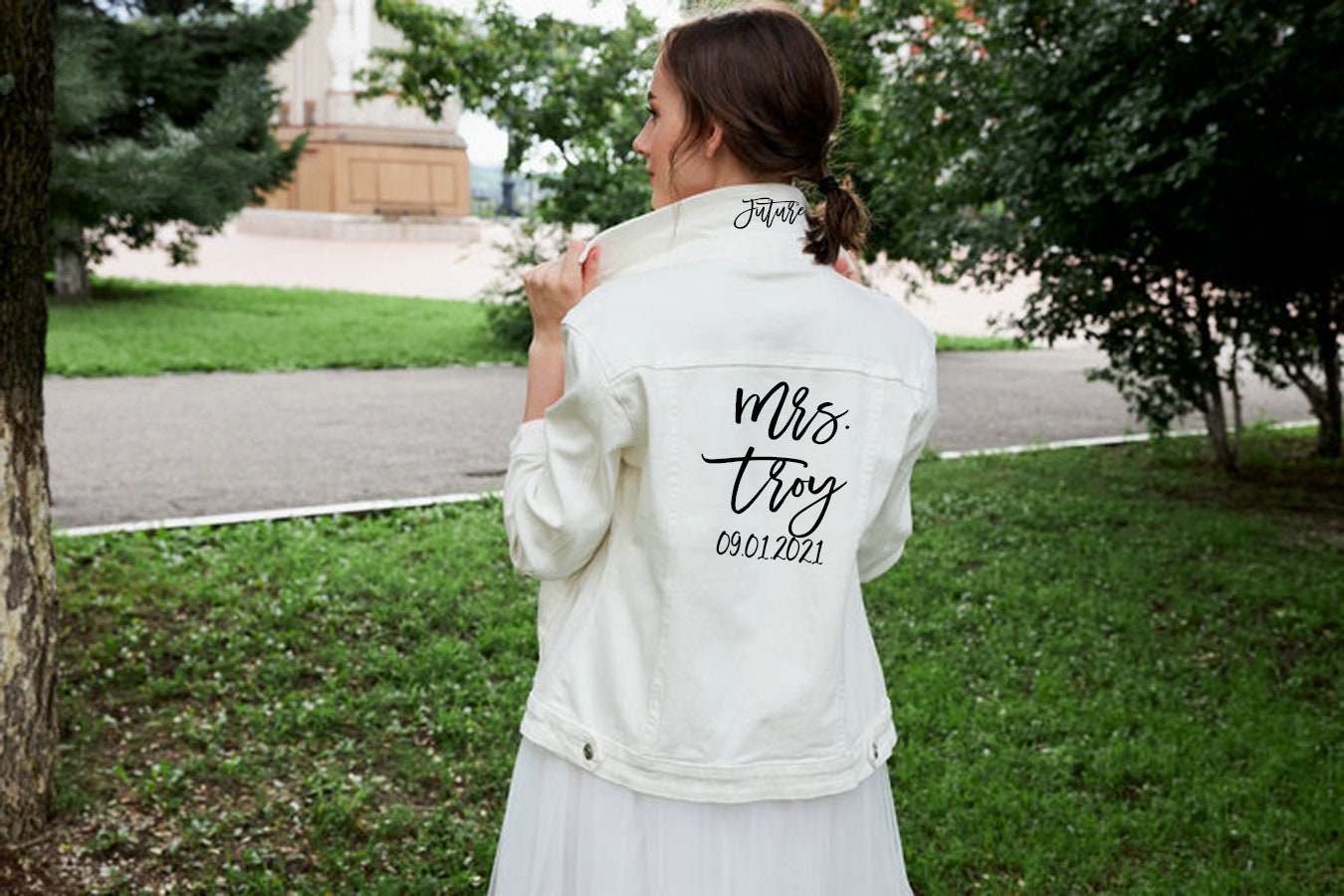 White Personalized Jean Jacket - Bride Jean Jacket - Bridal Party Jea…
