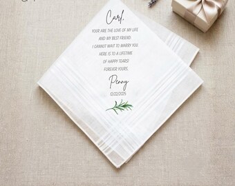 Personalized Wedding Handkerchief for Groom – Gift from Bride