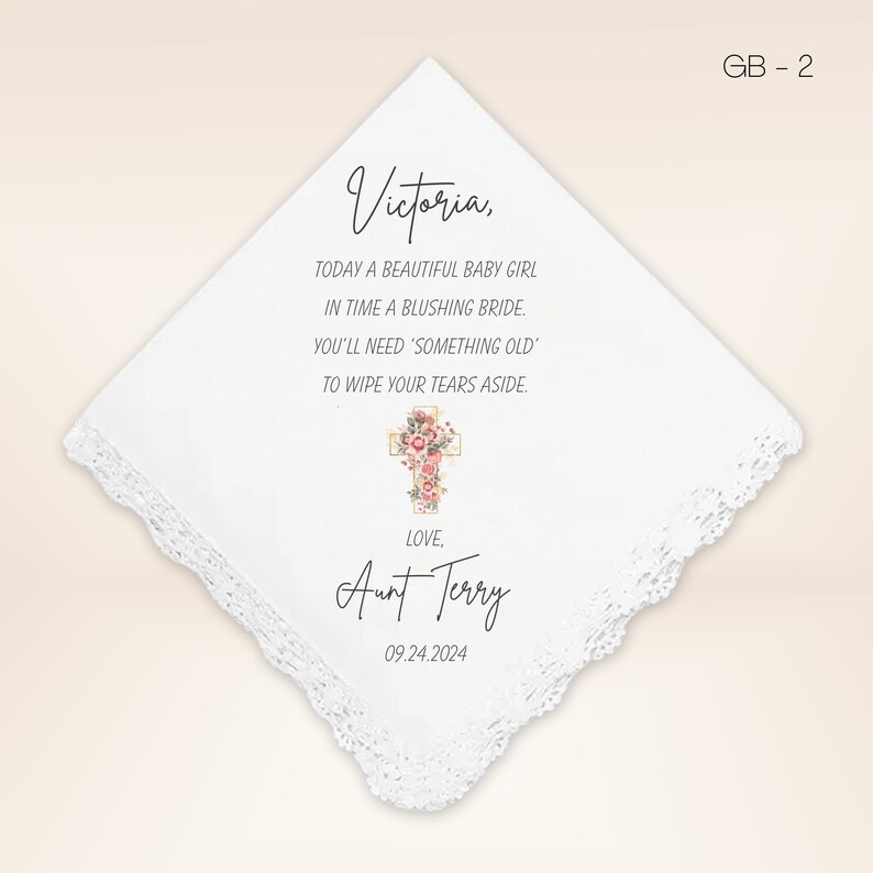 Girls Baptism Handkerchief Baptism Gift Baptism Handkerchief Christening Handkerchief Christening Gift Baptism Gift Girl Baptized GB-2