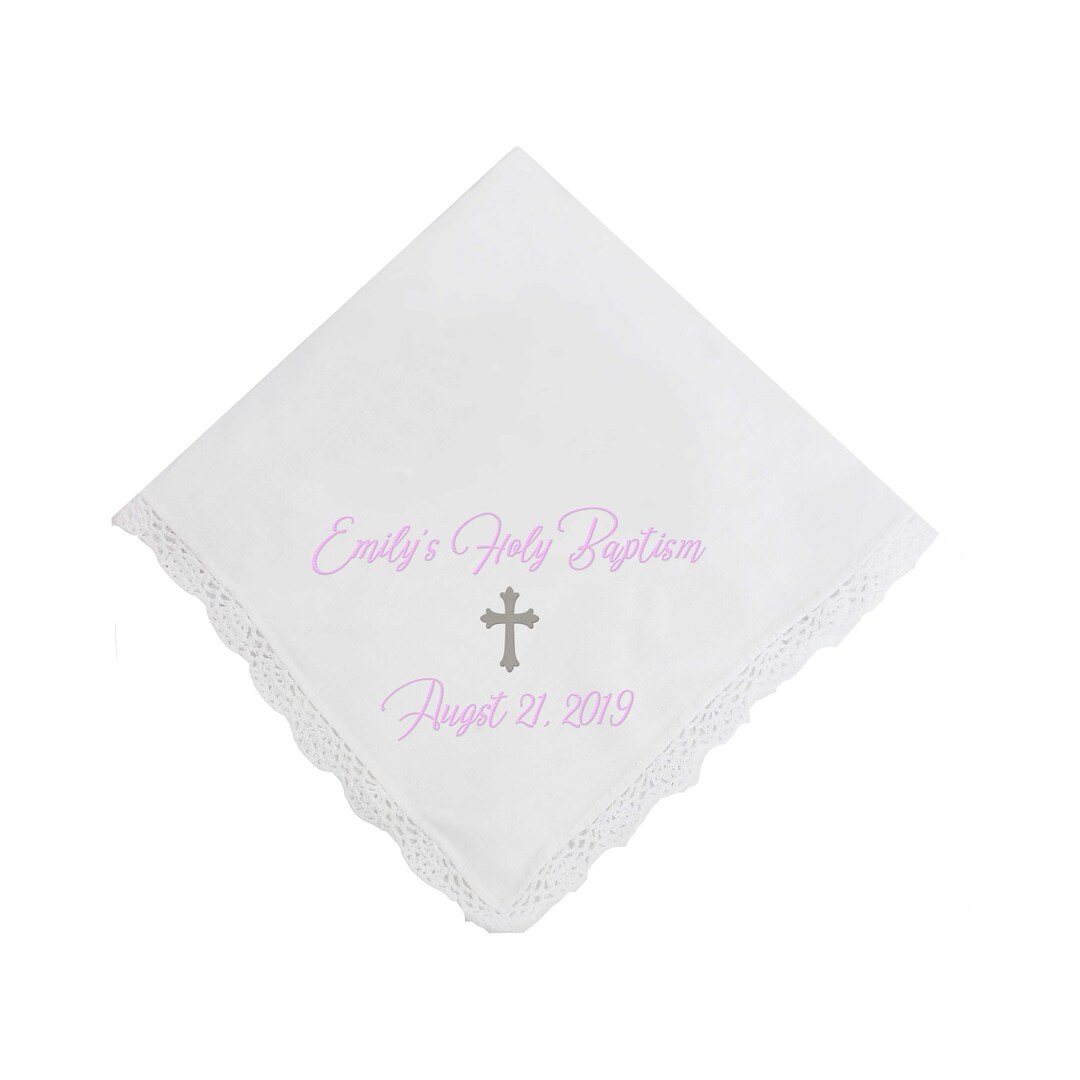 Baptism Handkerchief Baptism Gift Baptism Hankerchief Etsy