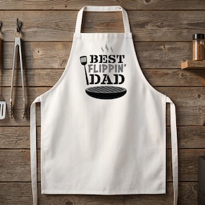 Custom Dad Grill Apron | Funny BBQ Apron for Men | Best Flippin' Dad Gift image 1