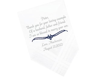 Embroidered Wedding Handkerchief – Father of the Groom Gift