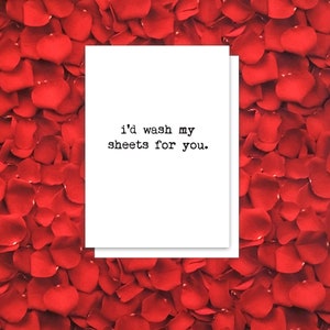 Love Card, I'd Wash My Sheets , Any Occasion, LGBTQ Card, New Relationship Card, Card For Him, Card For Her, Chucklcards, Blank Inside