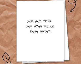 Funny Get Well Card – Retro 80's Hose Water | Dark Humor Hospital Recovery Card | A2 Blank Inside
