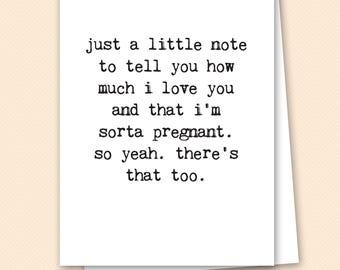 Pregnancy Announcement, Pregnant, New Mom Card, Chucklcards, Announcement, Blank Inside, Funny Cards