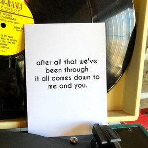 Immers, Lyrics, 80's muziek, Valentine's Card, Love Card, Cher, After All That We've Been Through, Relatie Card, Anniversary Card