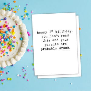 Aniversário de 1º aniversário de bebê engraçado, Cartões de felicitações, Pais bêbados, Cartão engraçado, Atacado, Aniversário de criança engraçado, Primeiro aniversário engraçado