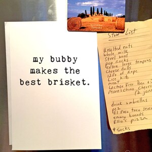 Bubby Card, Bubby Brisket, Cualquier ocasión, En blanco por dentro, Chucklcards, Fuente de máquina de escribir, Brisket, Tarjetas divertidas, Tarjeta de abuela divertida