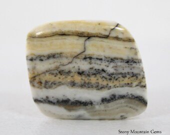 Lot of 2 Round California Silver Lace Onyx Calcite Cabochon Calico Mountains 32 mm diameter Banded Black Silver and White