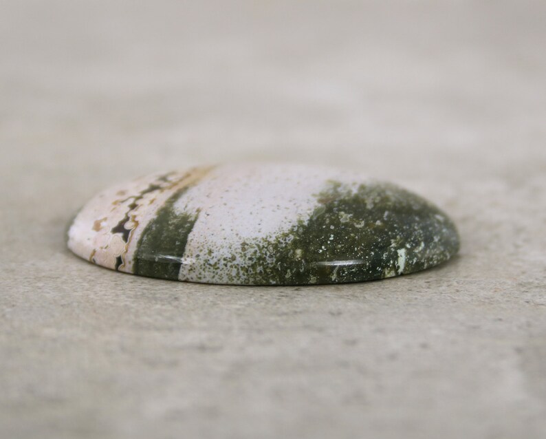 White /& Green Orbicular Jasper Loose Oval Stone Ocean Jasper Cabochon