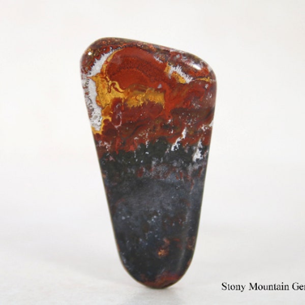 Plume Agate Cabochon, Natural Red & Black Garden Agate, Red Plume Agate Cab