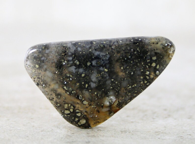 Pyrite Agate Cabochon Hand Cut Cabochon Flashy Black /& Gold Agate