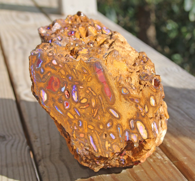 Polished on Both Sides Koroit Opal Cabochon Purple Fire Rare Australian Opal Collector Stone Natural Boulder Opal Gemstone Cab