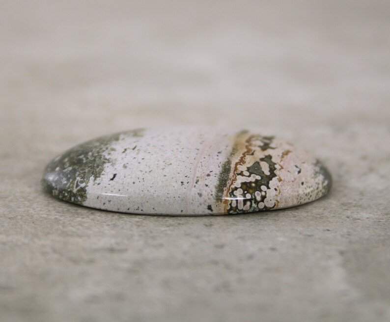 White /& Green Orbicular Jasper Loose Oval Stone Ocean Jasper Cabochon