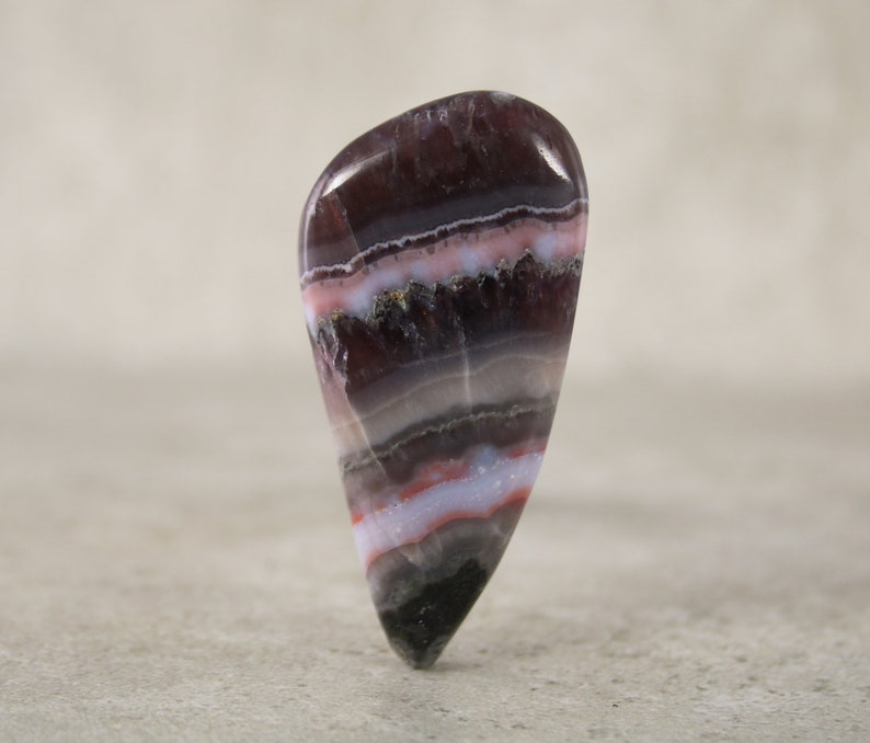 Loose Unusual Banded Agate Pendant Stone Amethyst Lace Agate Cabochon