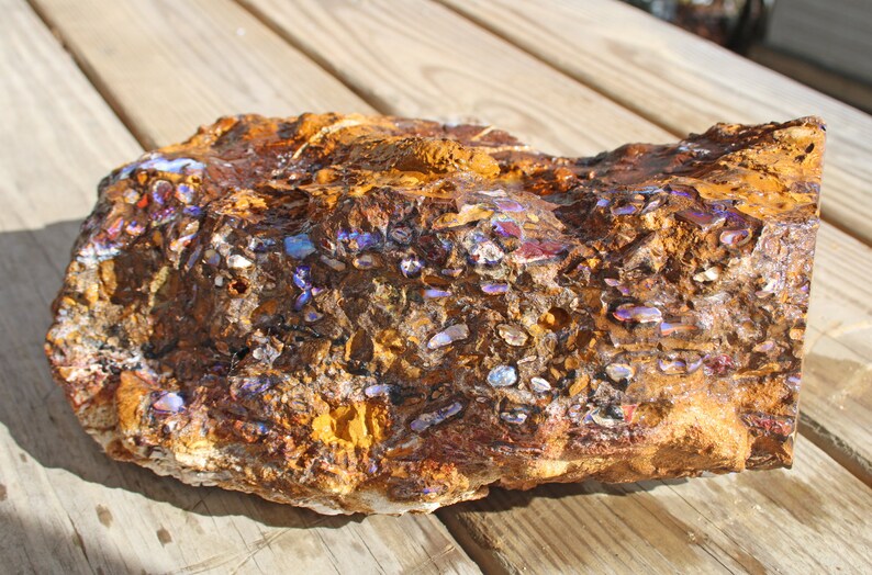 Polished on Both Sides Koroit Opal Cabochon Purple Fire Rare Australian Opal Collector Stone Natural Boulder Opal Gemstone Cab