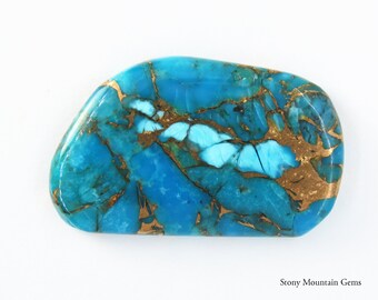 Turquoise Cabochon, Kingman Turquoise & Bronze Designer Cabochon, Mohave Copper Turquoise Cab