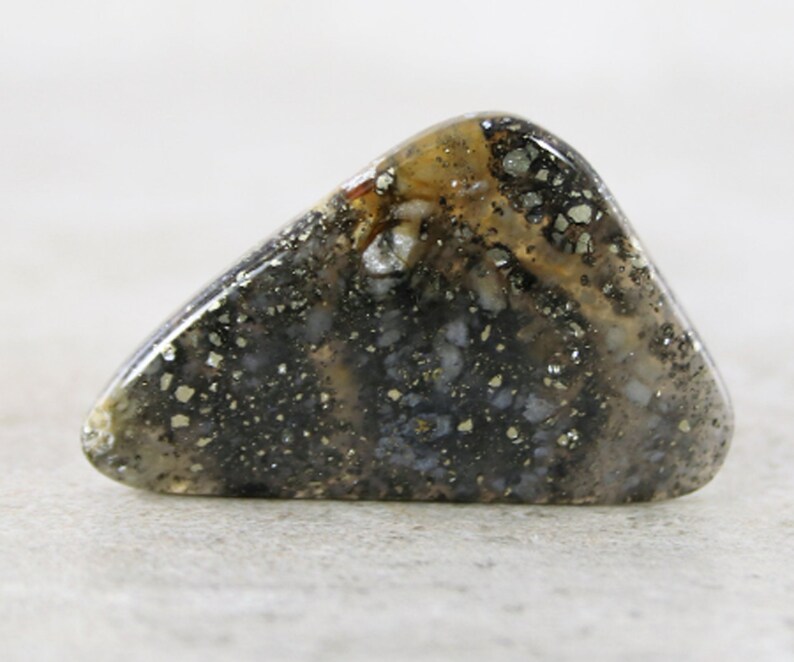 Pyrite Agate Cabochon Hand Cut Cabochon Flashy Black /& Gold Agate
