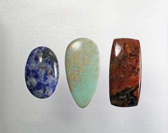 Pietersite Cabochon, African Opal Cabochon (Sea Sediment Jasper), Blue Willow Agate Cabochon, Designer Cabochon Set