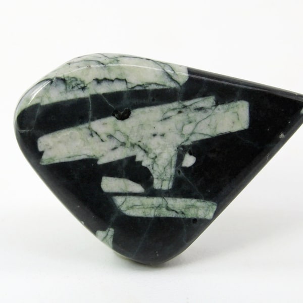 Chinese Writing Stone Designer Cabochon, Freeform Writing Rock Cabochon, Rare Porphyry Fossil Cab