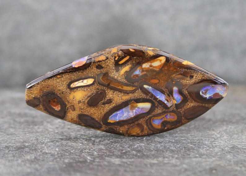 Polished on Both Sides Koroit Opal Cabochon Purple Fire Rare Australian Opal Collector Stone Natural Boulder Opal Gemstone Cab